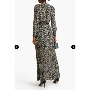 Ba&sh Lisi Pleated Printed Crepe Maxi Dress size 0 with custom tie neck